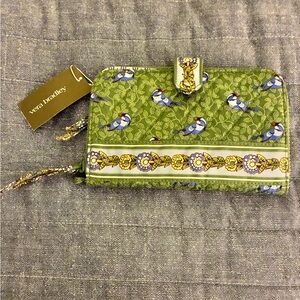 Vera Bradley Green Bird & Floral Quilted Wallet